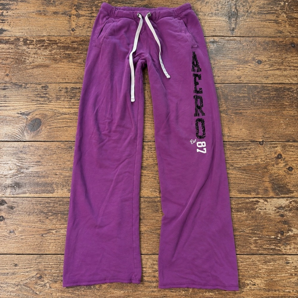 Y2K Aeropostale XS Purple Graphic Wide Leg Sweatpants 2000s McBling Zebra